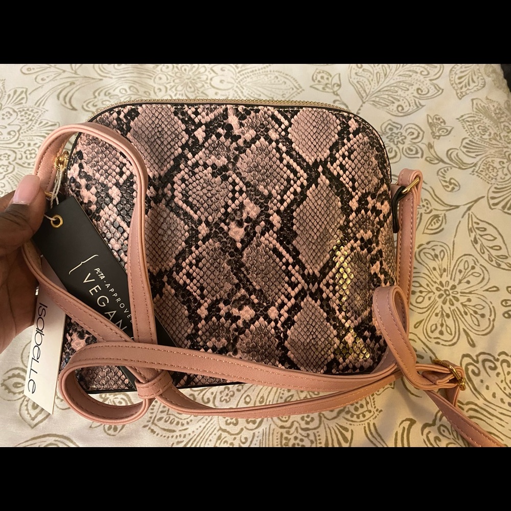 Pink Snake Print Crossbody Purse